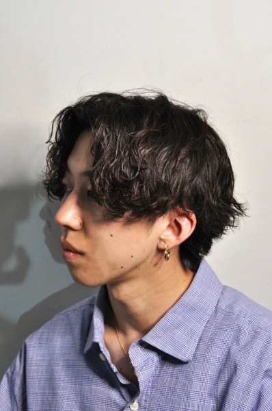 センターパートパーマ