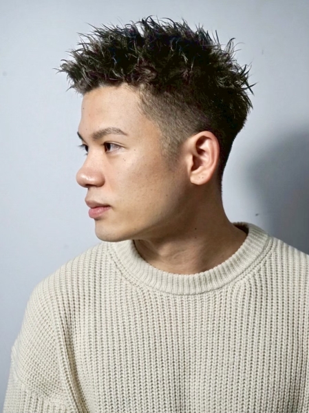 メンズショート/スパイキーショート/ピンパーマ/ハイライト