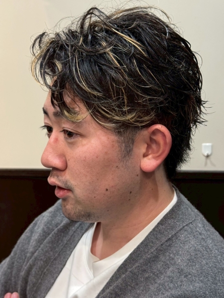 メッシュかきあげパーマ