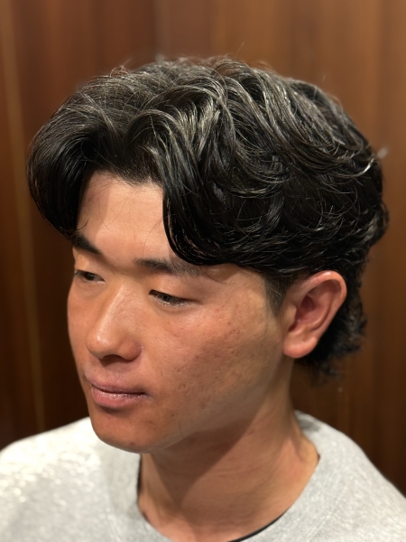 襟足長め サーフカールパーマ