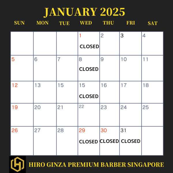 Notice from HIRO GINZA PREMIUM BARBER Singapore＜Japanese barber shop in Singapore＞