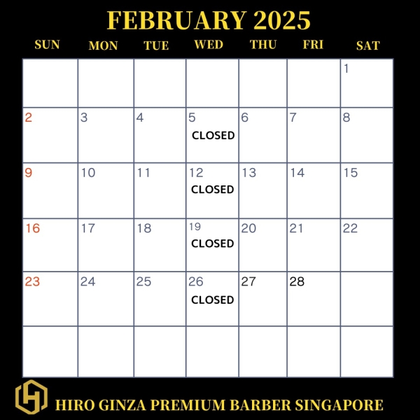 Notice from HIRO GINZA PREMIUM BARBER Singapore＜Japanese barber shop in Singapore＞