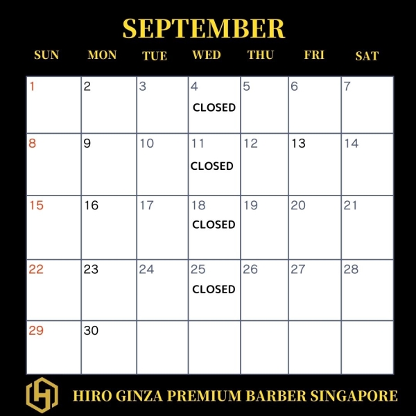 Notice from HIRO GINZA PREMIUM BARBER Singapore＜Japanese barber shop in Singapore＞