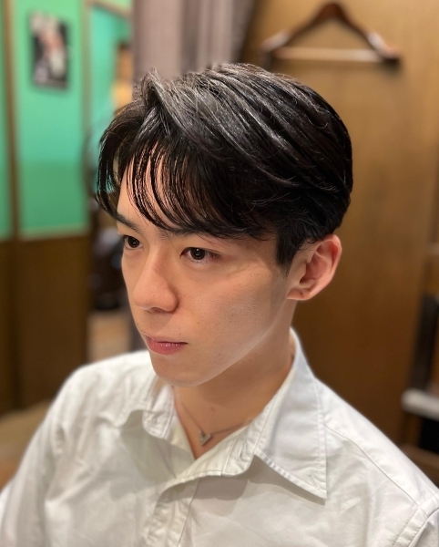 メンズ七三分け ニュアンスパーマ ダウンパーマ 御徒町 上野 秋葉原