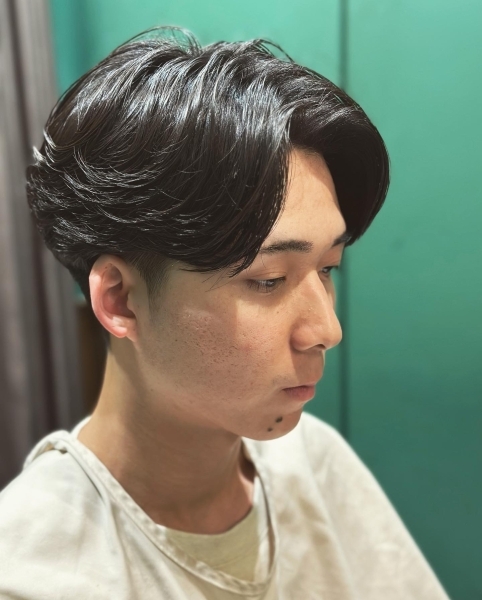 メンズセンターパート ニュアンスパーマ 重め 御徒町 上野 秋葉原