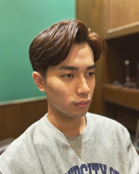 メンズ七三分け ニュアンスパーマ 御徒町 上野 秋葉原