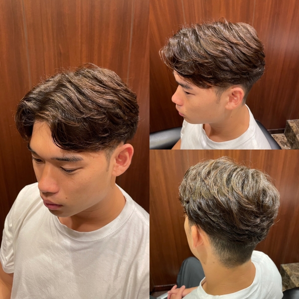 メンズパーマ センターパート 強め